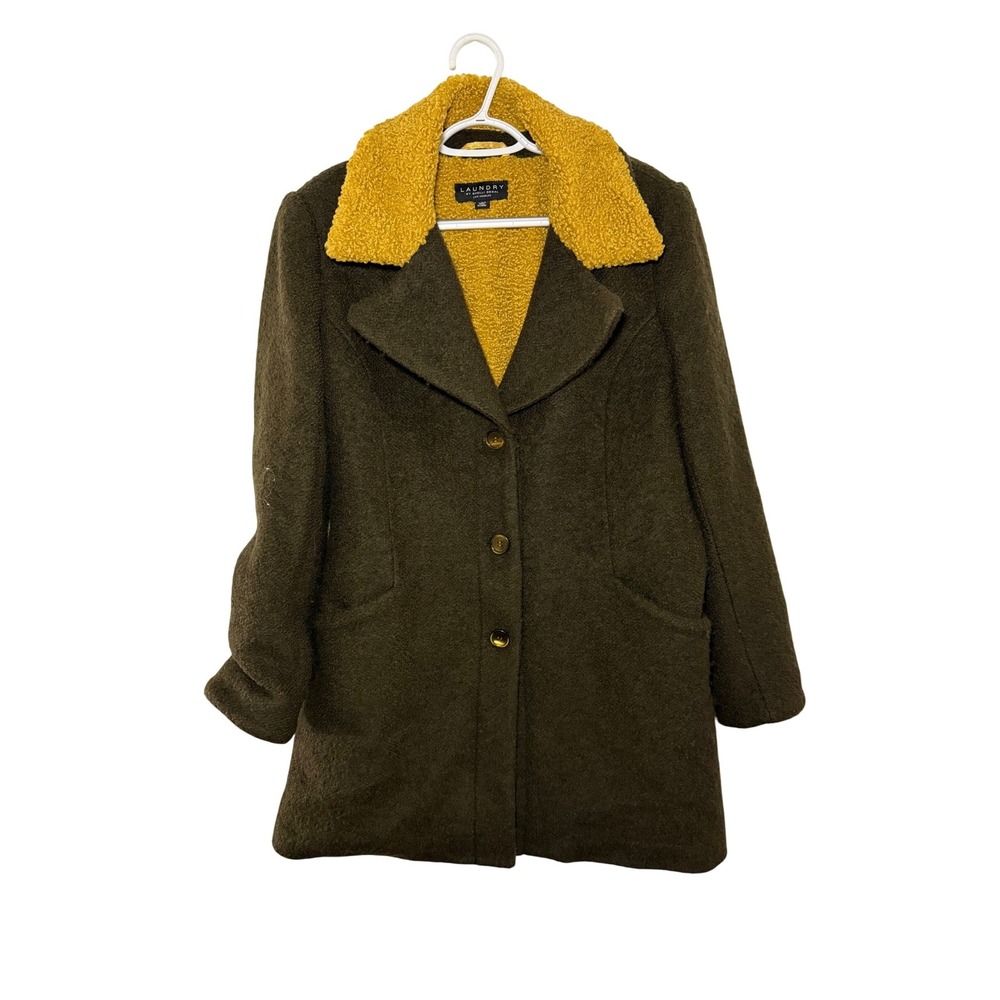 Laundry by Shelli Segal Womens Wool Blend‎ Coat Sherpa Collar Womens Large